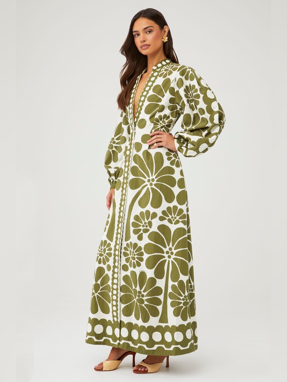 FARM RIO
Buttoned Puff Sleeve Maxi Dress - Palermo
Green - Picture 2 of 14